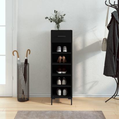 Pantofar, negru, 30x35x105 cm, lemn compozit GartenMobel Dekor