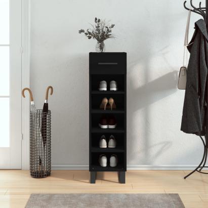 Pantofar, negru, 30x35x105 cm, lemn compozit GartenMobel Dekor