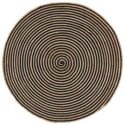 Covor lucrat manual cu model spiralat, negru, 90 cm, iută GartenMobel Dekor