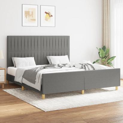 Cadru de pat cu tăblie, gri închis, 160x200 cm, textil GartenMobel Dekor