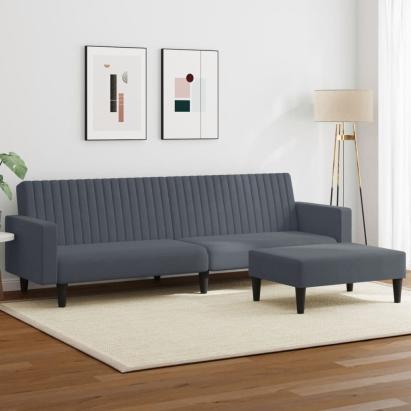 Set canapea, 2 piese, gri închis, catifea GartenMobel Dekor