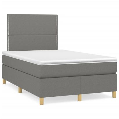 Pat box spring cu saltea, gri închis, 120x190 cm, textil GartenMobel Dekor