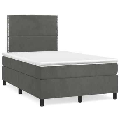 Pat box spring cu saltea, gri închis, 120x190 cm, catifea GartenMobel Dekor