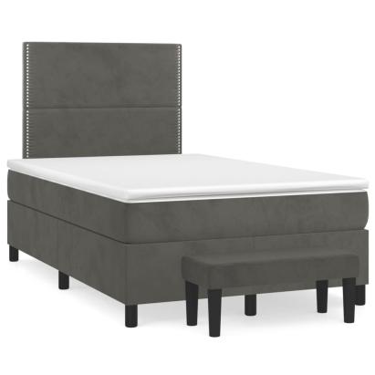 Pat box spring cu saltea, gri închis, 120x190 cm, catifea GartenMobel Dekor