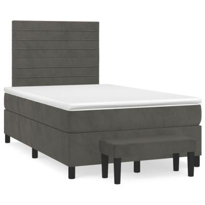 Pat box spring cu saltea, gri închis, 120x190 cm, catifea GartenMobel Dekor
