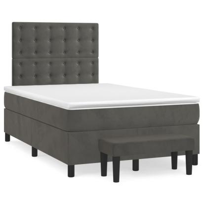 Pat box spring cu saltea, gri închis, 120x190 cm, catifea GartenMobel Dekor
