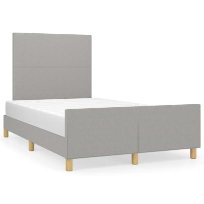 Cadru de pat cu tăblie, gri deschis, 120x190cm, material textil GartenMobel Dekor