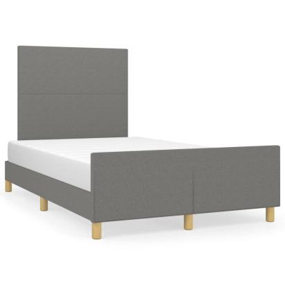 Cadru de pat cu tăblie, gri închis, 120x190 cm, material textil GartenMobel Dekor