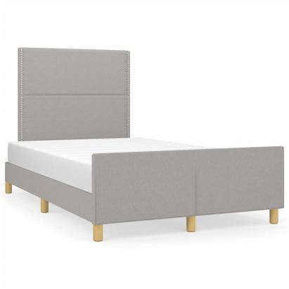 Cadru de pat cu tăblie, gri deschis, 120x190cm, material textil GartenMobel Dekor