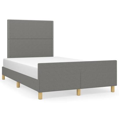 Cadru de pat cu tăblie, gri închis, 120x190 cm, material textil GartenMobel Dekor