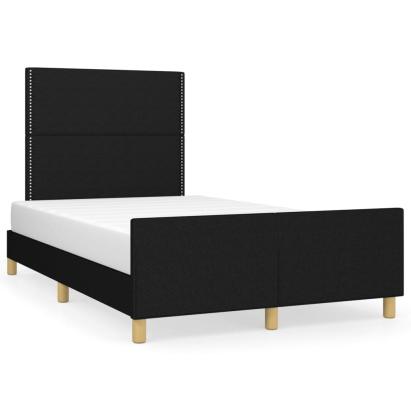 Cadru de pat cu tăblie, negru, 120x190 cm, material textil GartenMobel Dekor