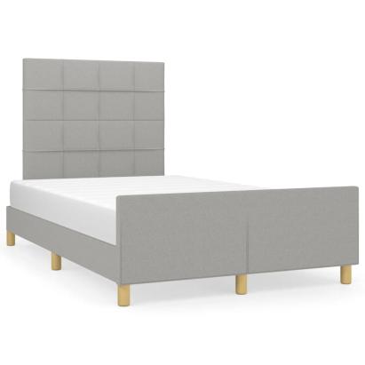Cadru de pat cu tăblie, gri deschis, 120x190cm, material textil GartenMobel Dekor