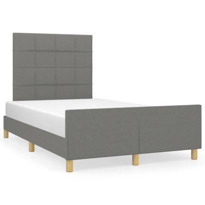 Cadru de pat cu tăblie, gri închis, 120x190 cm, material textil GartenMobel Dekor