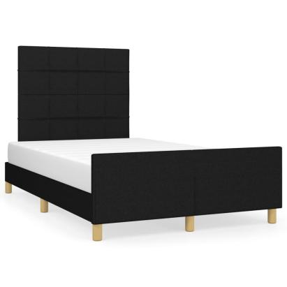 Cadru de pat cu tăblie, negru, 120x190 cm, material textil GartenMobel Dekor