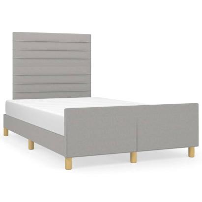 Cadru de pat cu tăblie, gri deschis, 120x190cm, material textil GartenMobel Dekor