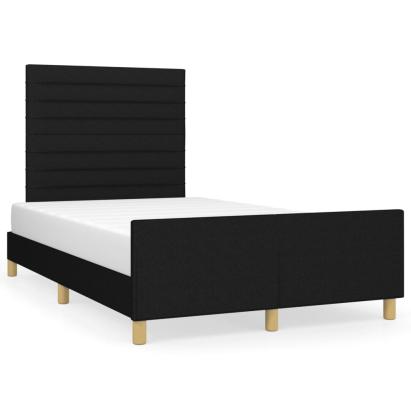 Cadru de pat cu tăblie, negru, 120x190 cm, material textil GartenMobel Dekor