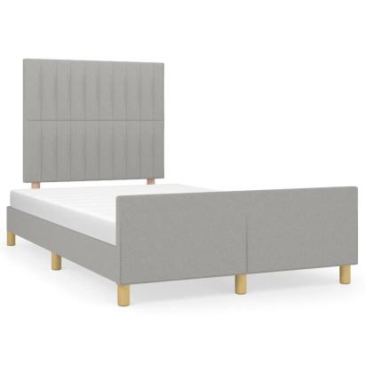 Cadru de pat cu tăblie, gri deschis, 120x190cm, material textil GartenMobel Dekor