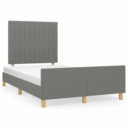 Cadru de pat cu tăblie, gri închis, 120x190 cm, material textil GartenMobel Dekor