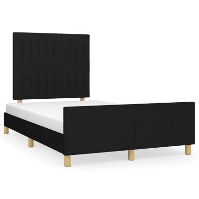 Cadru de pat cu tăblie, negru, 120x190 cm, material textil GartenMobel Dekor