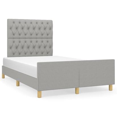 Cadru de pat cu tăblie, gri deschis, 120x190cm, material textil GartenMobel Dekor