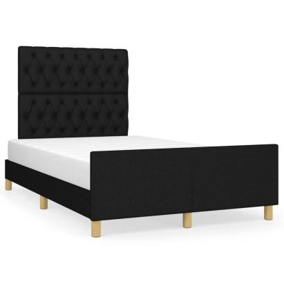 Cadru de pat cu tăblie, negru, 120x190 cm, material textil GartenMobel Dekor