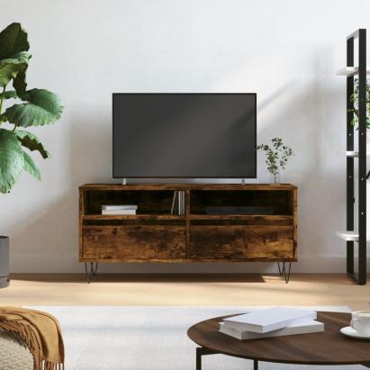 Comodă TV, stejar fumuriu, 100x34,5x44,5 cm, lemn prelucrat GartenMobel Dekor