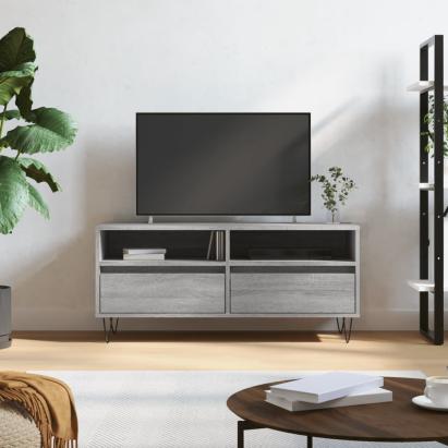 Comodă TV, gri sonoma, 100x34,5x44,5 cm, lemn prelucrat GartenMobel Dekor