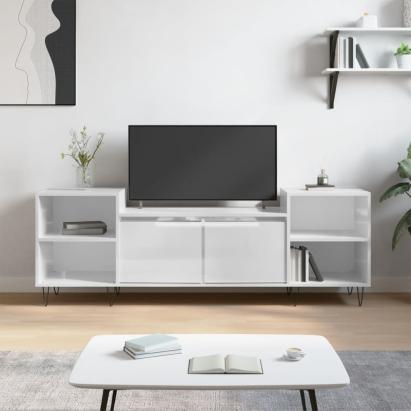 Comodă TV, alb extralucios, 160x35x55 cm, lemn prelucrat GartenMobel Dekor