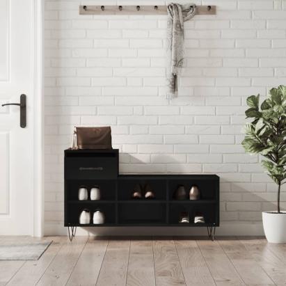 Pantofar, negru, 102x36x60 cm, lemn compozit GartenMobel Dekor