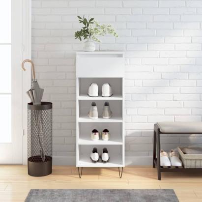 Pantofar, alb extralucios, 40x36x105 cm, lemn compozit GartenMobel Dekor
