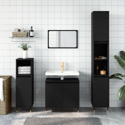 Dulap de baie, negru, 58x33x60 cm, lemn prelucrat GartenMobel Dekor