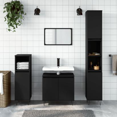 Dulap de baie, negru, 58x33x60 cm, lemn prelucrat GartenMobel Dekor