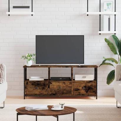 Comodă TV, stejar afumat, 102x33x45 cm, lemn prelucrat & fier GartenMobel Dekor