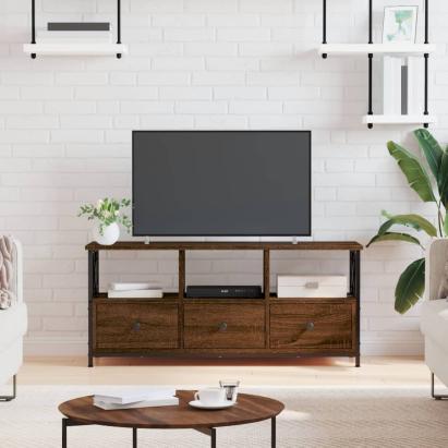 Comodă TV, stejar maro, 102x33x45 cm, lemn prelucrat & fier GartenMobel Dekor