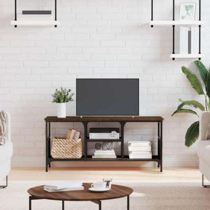 Comodă TV, stejar maro, 100x35x45 cm, lemn prelucrat & fier GartenMobel Dekor
