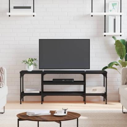 Comodă TV, negru, 121x35x45 cm, lemn prelucrat & fier GartenMobel Dekor