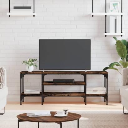 Comodă TV, stejar afumat, 121x35x45 cm, lemn prelucrat & fier GartenMobel Dekor