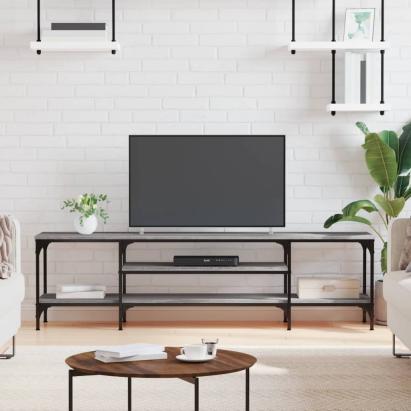 Comodă TV, sonoma gri, 161x35x45 cm, lemn prelucrat & fier GartenMobel Dekor