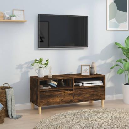 Comodă TV, stejar fumuriu, 100x34,5x44,5 cm, lemn prelucrat GartenMobel Dekor