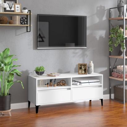 Comodă TV, alb, 100x34,5x44,5 cm, lemn prelucrat GartenMobel Dekor