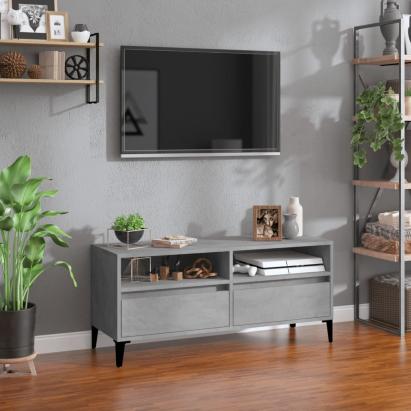 Comodă TV, gri beton, 100x34,5x44,5 cm, lemn prelucrat GartenMobel Dekor