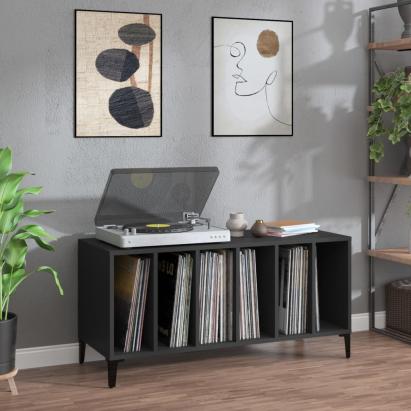 Comodă discuri, negru, 100x38x48 cm, lemn prelucrat GartenMobel Dekor