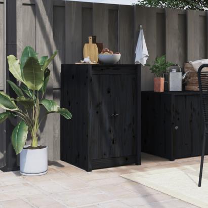 Uși de bucătărie de exterior, negru, 50x9x82 cm, lemn masiv pin GartenMobel Dekor