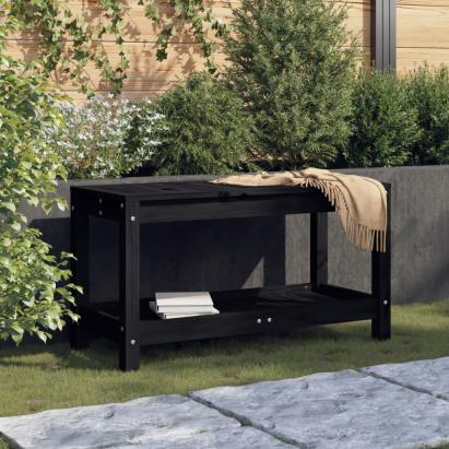 Bancă de grădină, negru, 82,5x35x45 cm, lemn masiv de pin GartenMobel Dekor