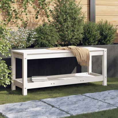 Bancă de grădină, alb, 108x35x45 cm, lemn masiv de pin GartenMobel Dekor
