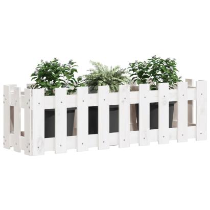 Pat înălțat grădină design gard alb 100x30x30cm lemn pin tratat GartenMobel Dekor