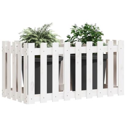 Pat înălțat grădină design gard alb 100x50x50cm lemn pin tratat GartenMobel Dekor
