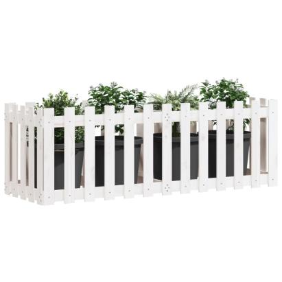 Pat înălțat grădină design gard alb 150x50x50cm lemn pin tratat GartenMobel Dekor