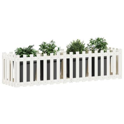 Pat înălțat grădină design gard alb 200x50x50cm lemn pin tratat GartenMobel Dekor