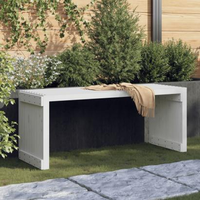 Bancă grădină extensibilă alb, 212,5x40,5x45 cm, lemn masiv pin GartenMobel Dekor